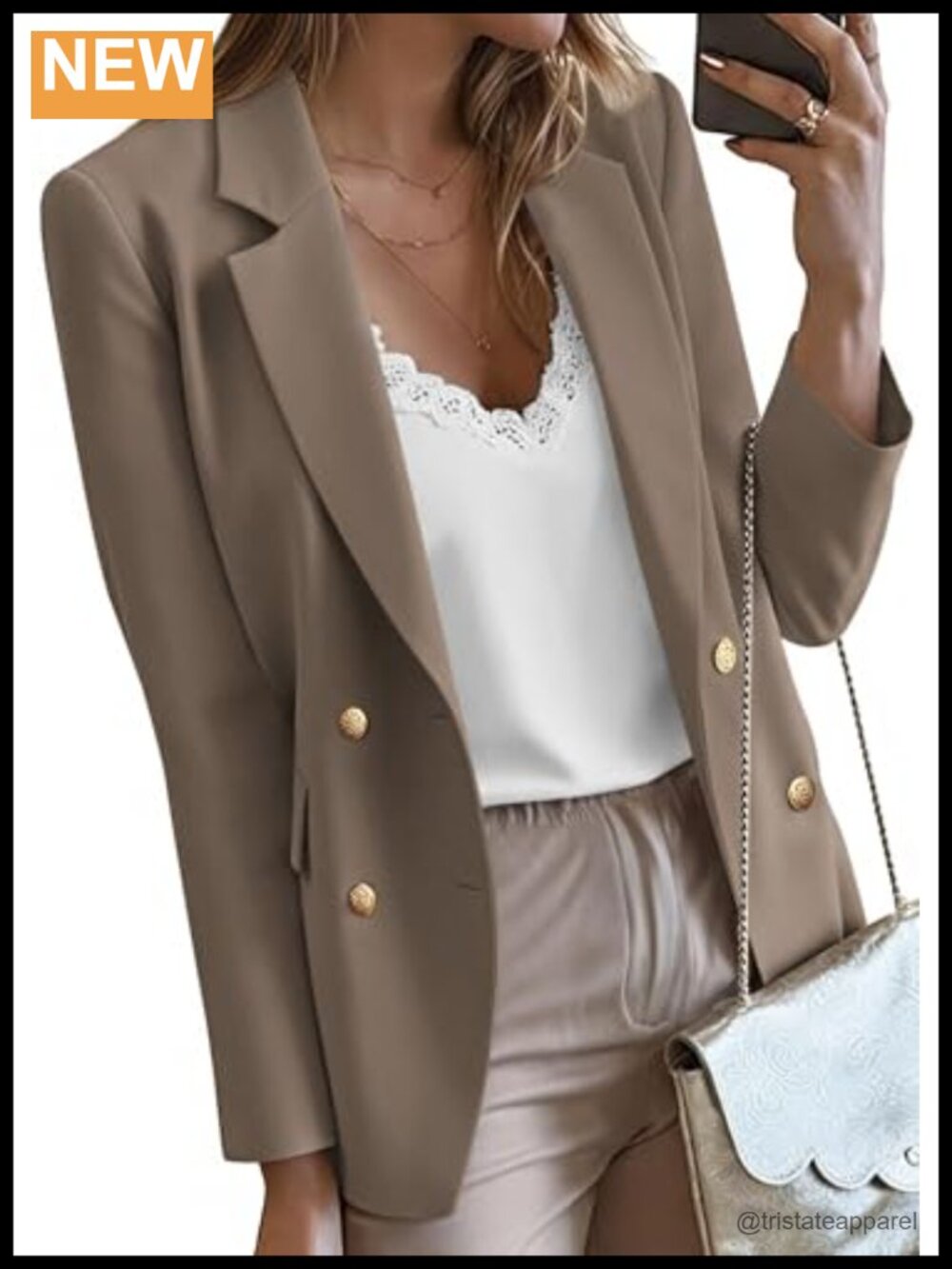 Womens Double Breasted Blazer Oversized Business Casual Work Jacket